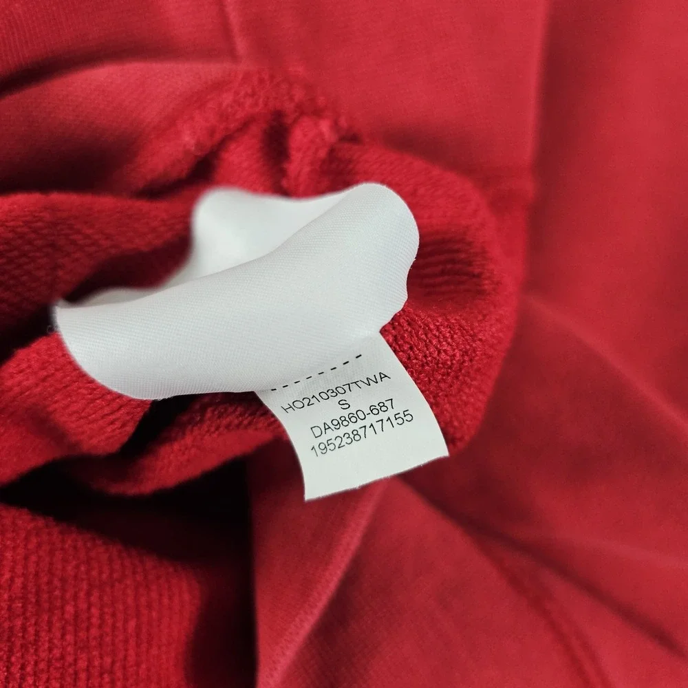 Nike Air Jordan Hoodie Men's S Red Fleece Pullover Center Logo Long‎ Sleeve